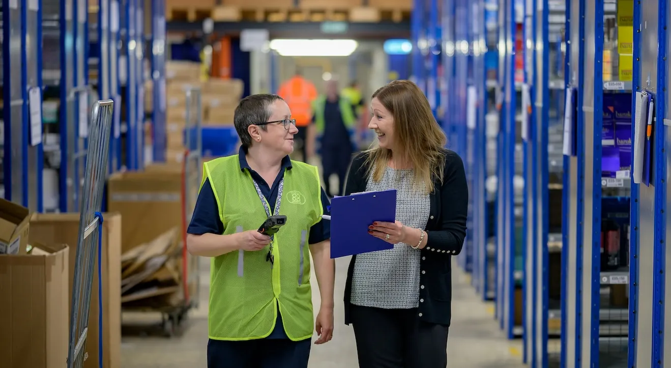 The custom warehouse scanning app running on a Zebra handheld device