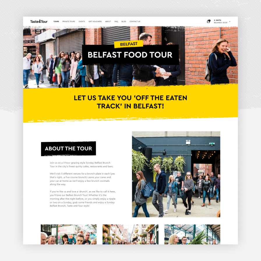 An image of a page taken from the Taste & Tour website.